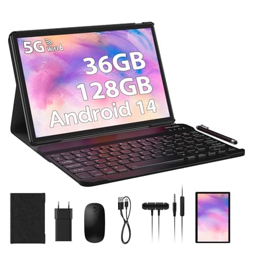 PIXPEAK Tablet 10 Pulgadas Android 14.0 con 5G WiFi Tablet, 36GB RAM+128GB ROM(1TB Ampliable), Octa Core 2.0 GHz Tableta, 8000mAh, 5MP+8MP, FHD, WLAN, Bluetooth, GPS, Tablet con Teclado ect (Gris)