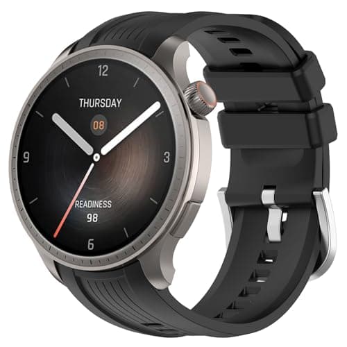 Yikamosi Compatible con Amazfit Balance Correa para Mujer y Hombre,22MM liberación rápida Silicona Suave Cierre de Acero Inoxidable Correas de Repuesto para Amazfit Balance(A2286),Negro