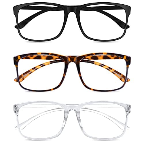 AOOWU Gafas Luz Azul, 3pcs Antifatiga Gafas Ordenador Luz Azul, Gafas Filtro Azul Clásicas de Rectangulares, Gafas sin Graduar Hombre Mujer, Gafas Anti Luz Azul para Protege Ojos, Alivia Migraña (A)