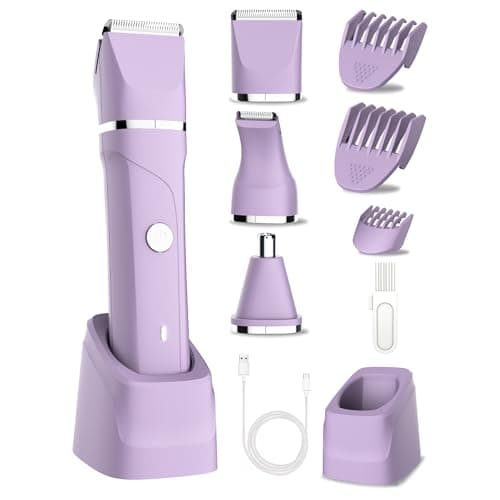Afeitadora Mujer, 3 en 1 Rasuradora Mujer zona Intima para Bikini Axilas Brazos Cara Nariz, Recortadora Mujer zona Intima, Afeitadora Electrica Mujer Con Base de Carga Type-C, Impermeable IPX7