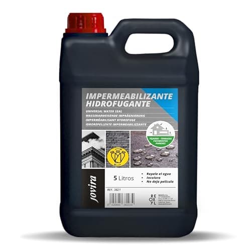 JOVIRA PINTURAS Impermeabilizante Hidrofugante. Transparente e Invisible. Total protección en suciedad de fachadas, cubiertas, baldosas, hormigón, terrazas, tejados. Repelente al agua. (5 Litros)
