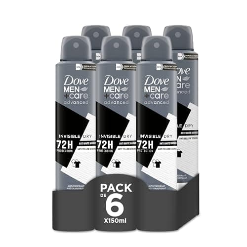 Dove Men+Care Aerosol Para Hombre Invisible Dry 72h 150 ML, pack de 6 unidades