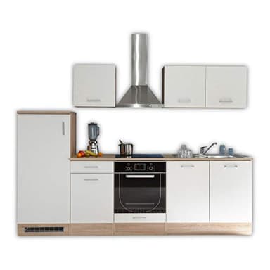 Stella Trading ANDY contemporáneo conjunto de cocina sin electrodomésticos, acabado roble Sonoma y blanco mate, amplia cocina empotrada con mucho espacio de almacenamiento, 270 x 195 x 60 cm