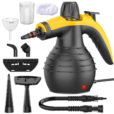 Limpiador a vapor,1050W Limpiador a Vapor de Mano Con 9 Accesorios Quitamanchas Ideal para Limpieza de Suelos Coches Baños Duchas Muebles Tapizados Cristales