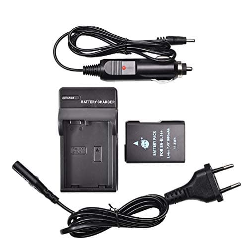 DSTE Recargable Batería + Viaje Cargador Compatible con Nikon EN-EL14 EN-EL14A DF D3100 D3200 D3300 D3400 D3500 D5100 D5200 D5300 D5500 P7000 P7100 P7200 P7700 P7800