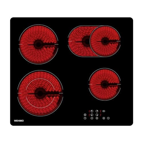 Placa Vitroceramica 4 Fuegos 9 niveles de Potencia,Control Táctil,Temporizador 99min, Dispositivo de bloqueo de Seguridad,Calefacción de Doble Anillo