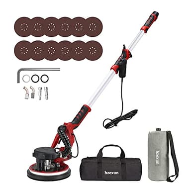 hzexun Lijadora de Pared, Lijadora de Techo 1390W, 5 Velocidades Ajustables, 12 Lijas, Sistema de Autolimpieza, Mango Telescópico 2M