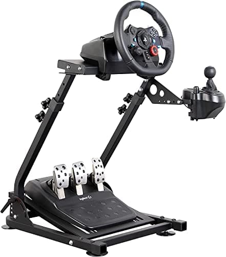 Dishot Racing Wheel Stand (versión actualizada) Pro Shifter Altura Ajustable Simulador de conducción Cabina Compatible con Logitech G25 G27 G29 G920 T300RS T500 T3PA TGT FANATEC Gaming Cockpit