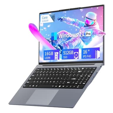 Zonatrix 16 Pulgadas Ordinateur Portable, Core I5-8210Y Procesador Win 11 PC Portable, Laptop 16GB RAM DDR4 512GB SSD, IPS FHD Pantalla, Clavier Rétroéclairé, Mini-HDMI/USB3.0/Type-C/TF Card Slot
