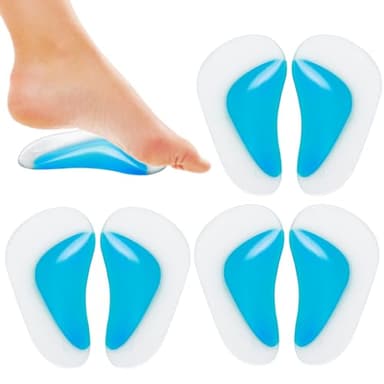 WLLHYF 3 pares de almohadillas de gel para soporte de arco de silicona, plantillas ortopédicas de absorción de golpes, plantillas ortopédicas de tacón alto para mujeres, hombres, niños, pies planos,