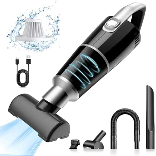 motomoyo Aspiradora Sin Cable, 8000Pa Potente Aspirador de Mano 4000mAh Recargable Aspiradora de Mano Mini Aspirador Coche para Pelo de Mascotas, Coche, Hogar, Oficina