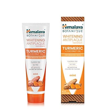 Himalaya Whitening Antiplaque Toothpaste with Turmeric + Coconut Oil for Brighter Teeth, 4.0 oz (113 g)