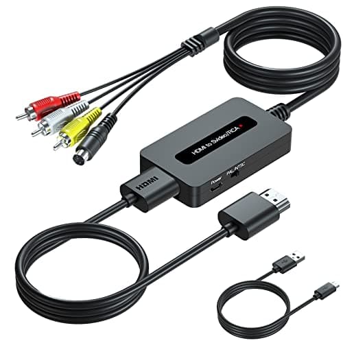 SUNNATCH Cable convertidor HDMI a S-Video RCA con S-Video + RCA + cable HDMI, adaptador HDMI Svideo HDMI a compuesto AV CVBS, convertidor HDMI a S-Video RCA