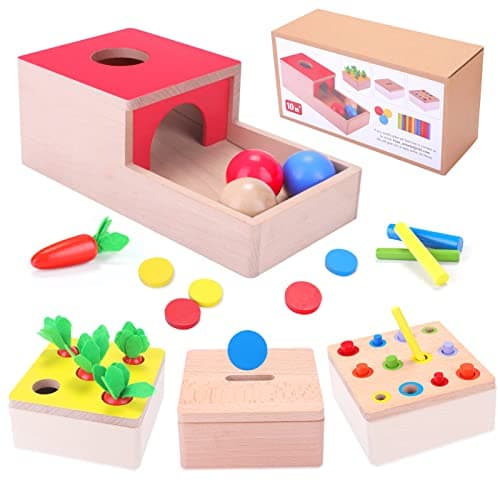 Juguetes Montessori para Niños 1 2 3 años, Juguetes de madera Educativos para Bebés 6 Meses niña niños, Juguete de Clasificación Zanahorias, Juegos de pelota, Regalo Bebe 1 Año de Cumpleaños Navidad