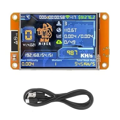 Eighosee Minero de Bitcoin, Criptomonedas y Lotería NerdMiner NMMiner Mejorado, 987KH/S, Alta Velocidad, Pantalla Inteligente de 2.8 Pulgada