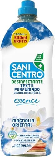 Sanicentro Essence Desinfectante Textil Perfumado Magnolia Oriental | Elimina malos olores de los tejidos | Hipoalergénico | Botella 1,2L+300mL