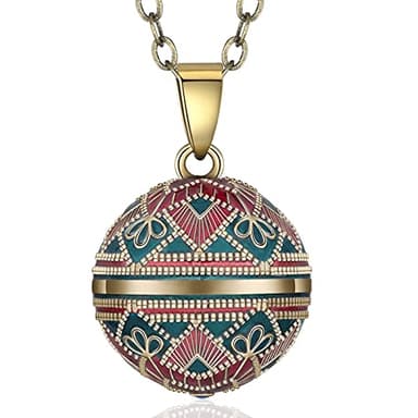 EUDORA Harmony Ball Retro Style Collar Bola de Embarazo, Música que desean Carillón Bola Colgante Collar para Mujeres Señoras Mejor Regalo de Joyería, 76,2 cm+114 cm, Cobre, No es una piedra preciosa