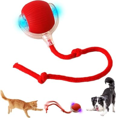 Genérico Juguete Interactivo para Gatos y Perros - Bola Inteligente Recargable con Movimiento de Cola- Modos Normal e Inteligente- Divertido y Seguro (Rojo)