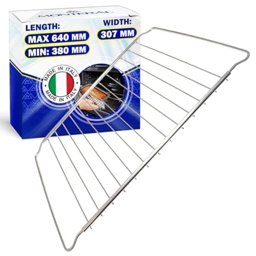 MONTERAL Rejilla Horno Ajustable con Profundidad 307 mm y Anchura de 380 mm a 640 mm Universal para Muchas Marcas - Made IN Italy - Garantía de 10 Años