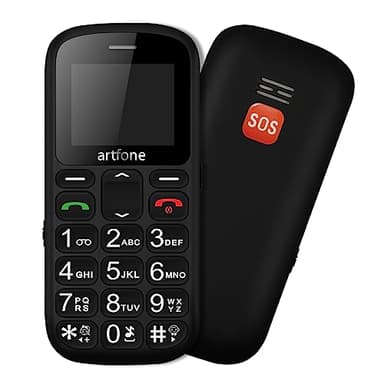 artfone CS181 Teléfono Móvil para Personas Mayores Teclas Grandespara Mayores, 2G gsm con SOS Botón, 1.8 Pulgadas, Fácil de Usar para Ancianos, Negro