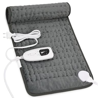 Manta Electrica Lumbar, Manta eléctrica para espalda, cuello, hombros y vientre con función de apagado automático, Franela Suave Gris Oscuro, 30 X 60 cm