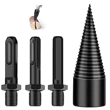 Frunimall Broca para leña con vástago redondo, broca profesional, cortador de madera, cono de madera dividida, broca helicoidal con 3 asas, para el hogar (42 mm)