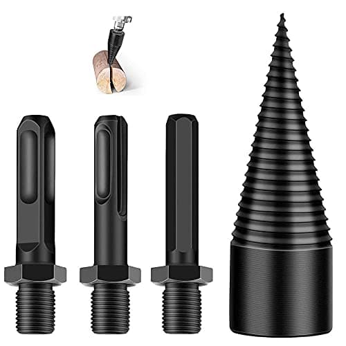 Frunimall Broca para leña con vástago redondo, broca profesional, cortador de madera, cono de madera dividida, broca helicoidal con 3 asas, para el hogar (32 mm)