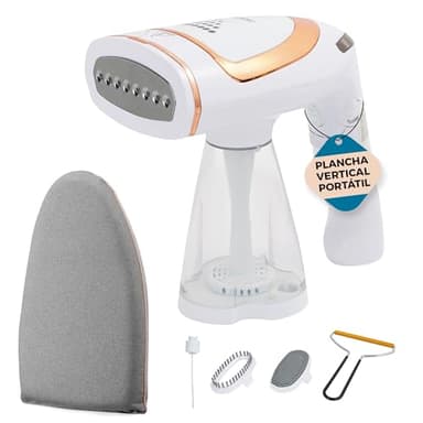 Plancha de Vapor Vertical Portátil para Ropa y Viaje - 1600W Calienta en 40s Compatible con Botellas de Agua - Planchado Rápido y Sin Tabla Vaporizador de Ropa Compacto - Accesorios Incluidos