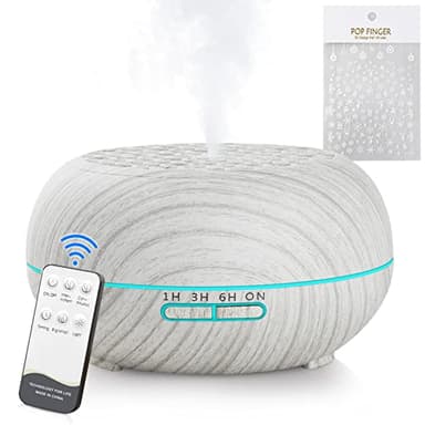Simpeak Humidificador Ultrasónico 550 ml Difusor de Aromas con Temporizador Humificador Control Remoto para el Hogar Oficina Dormitorio Yoga SPA(con Pegatinas Nieve), Blanco