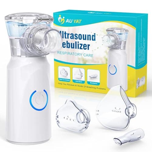 AU YAT Nebulizador para Adultos, Nebulizador Portátil Recargable para Adultos y Niños, Silencioso para Niños con 2 Máscaras y Boquilla, inhalador Con Mango para uso Doméstico y de Viaje