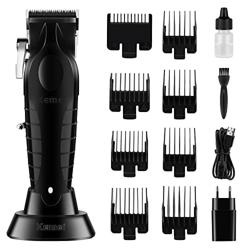 KEMEI Cortapelos negros para hombres, cortadora inalámbrica de hoja ajustable, cortadora de peluquería profesional, recargable por USB, cortadora de pelo inalámbrica km-2296
