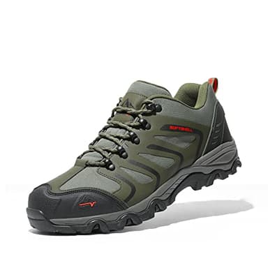 NORTIV 8 Zapatos de Senderismo Impermeables para Hombre, Zapatos de Senderismo al Aire Libre, Ligeros, de caña Baja, para Senderismo y Acampada,Size 42,Ejército/Verde/Negro/Naranja,160448_Low-E
