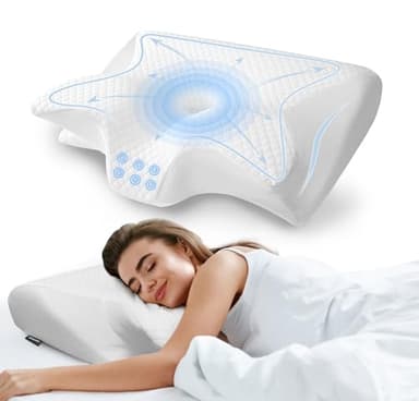 AFNGWWIN Almohada Cervical de Espuma Viscoelastica,Ergonómica Almohada Ortopedica,Almohada para Cervicales y Cuello para Dormir de Lado y Boca Arriba 60 x 40 x 11/13 cm
