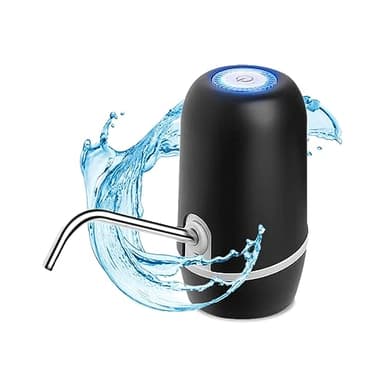 NK Dispensador de Agua - Dispensador Automático, Carga USB, Dosificador de Acero, sin BPA, Agua Fría, 1200mAh, Transportable, Garrafas y Botellas 1.5, 5.7, 10, 11.3, 15, 18.9L - Color Negro, 16 cm