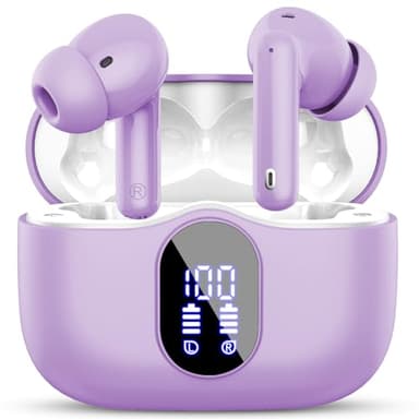 Auriculares Inalámbricos, Bluetooth 5.3 con HD Micrófono HiFi Estéreo Pantalla LED, Reducción de Ruido, 13 mm Controlador dinámico, IP7 Impermeable 36H Cascos Inalambricos