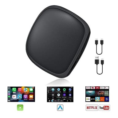 AUTOABC Adaptador de coche inalámbrico CarPlay/Android Magic Box con Netflix/YouTube/Google Play/tarjeta TF. Adaptador inalámbrico de vídeo multimedia AI-Box USB dongle para coches CarPlay con cable