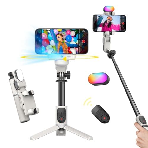 AOCHUAN Estabilizador de cardán para iPhone, trípode Sefie Stick con Seguimiento automático de Cara para grabación de Video TIK Tok Youtube, estabilizador de cardán 4 en 1 con rotación de 360° para