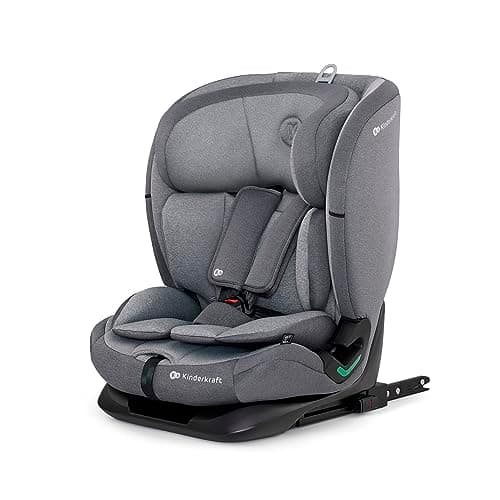 Kinderkraft ONETO3 I-Size Silla de Coche Isofix, Niños Grupo 1/2/3, 9-36 Kg, Normativa R129, Protectores Laterales, Top Tether, Ajustar con una Mano, Easy Grow System, Gris