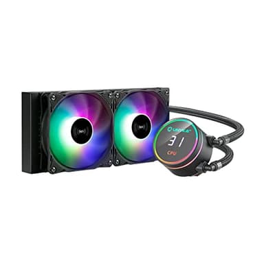 UNYKAch Refrigeración Líquida CPU AQUASTORM Black 240 Bomba Silenciosa, Display para Controlar Temperatura de CPU y Dos Ventiladores RGB con Sensor PWM