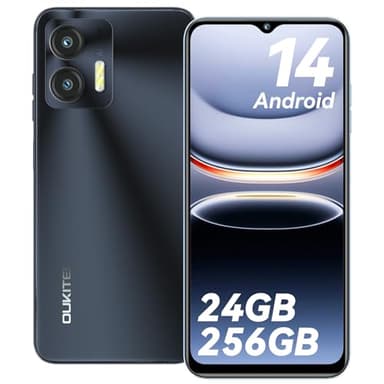 OUKITEL C36 256GB - Teléfono Móvil Libres 24GB +256GB/1TB, Android 14 Móvil, 6.56" HD+90Hz Telefono Movil, 5150mAh Batería, Cámara13MP, Smartphone 4G Dual SIM/Face ID/Fingerprint/GPS/OTG, (Negro) 2025