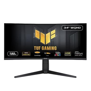 ASUS TUF VG34VQL3A Monitor Gaming curvo 34" (WQHD, 180Hz, 1500R, Diseño curvo, Extreme Low Motion Blur™, Freesync™ Premium Pro, 1ms (GTG), 125% sRGB, DisplayHDR™ 400 , DisplayWidget Center)