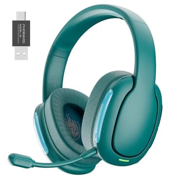 YOTMS Auriculares Gaming inalámbricos 2,4 GHz para PS4/PS5/PC/Switch, con micrófono Desmontable y cancelación de Ruido, Sonido estéreo 7.1 y Modo con Cable de 3,5 mm para Xbox Series (Verde)