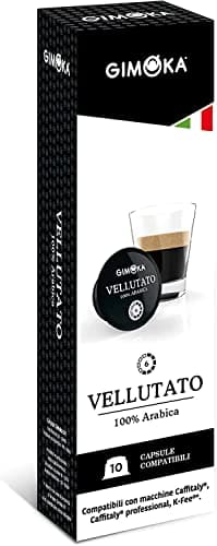 Gimoka Mezcla de Café Espresso Vellutato 100% Arabica, intensidad 6/10-80 Cápsulas - Compatibles con Máquinas de Café Caffitaly Y Tchibo Cafissimo - Producido en Italia - 8 paquetes de 10