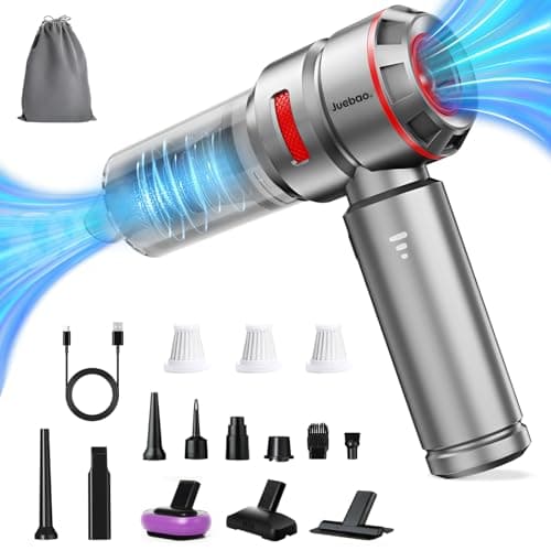 Aspiradora de Mano Aspirador Coche Potente: 16000PA Escoba de Aspiradora Sin Cable - 6000mAh USB Recargable Mini Aspiradoras con 3 Filtro - Inalámbrica Aspiradores Portatil para Pelo Mascotas Casa