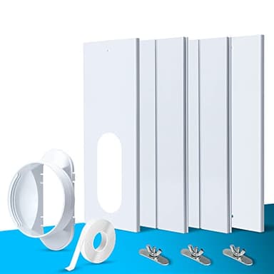 TOPOWN 4 Piezas Kit de Ventana Aire Acondicionado Portátil, Placas de Sellado de Ventana Corredera de Aire Acondicionado Portátil, Adecuado para Tubos de 5"/5,9" de diámetro, con Adaptador de Ventana