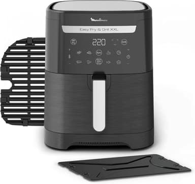 Moulinex Freidora de aire también grill 2 en 1, Easy Fry Grill, 6,5 L, 1830 W, 8 Programas Automáticos, 70% Ahorro Energético, Parrilla antiadherente, Divisor Flexcook, Hasta 200ºC y 60 min, EZ8018