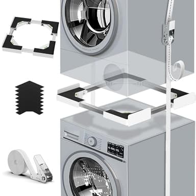 Kit de apilamiento universal para lavadora y secadora, accesorios para lavadora/secadora, con cuerda de trinquete, accesorio de lavadora para secadora, tamaño ajustable (45-68 cm)