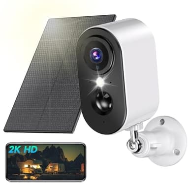 PESAIR 2K Cámara Vigilancia WiFi Exterior Solar - Camaras de Vigilancia sin Cables Exterior/Interior, Visión Nocturna en Color, Bateria Recargable, Detección de Movimiento Humano PIR, IP66, 2,4 GHz