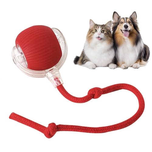 Eptchn Juguetes activos eléctricos interactivos para perros y gatos, bola rodante inteligente para perros y gatos, recargable (rojo)