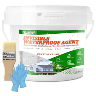 Sellador Impermeable Transparente 1KG - Sellador Fugas Agua para Terrazas, Techos y Fugas de Baño - Pintura Impermeabilizante Interior y Exterior, Recubrimiento Protección Impermeable para Hormigón